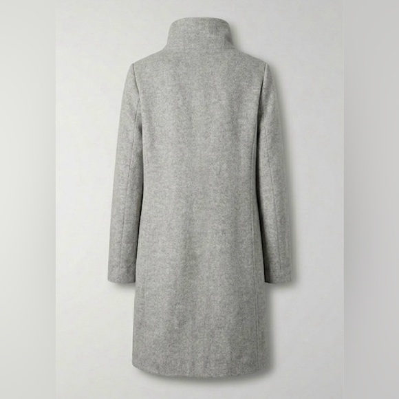 Aritzia Babaton Wool Cashmere Funnel Neck Mid-Length Coat | Heather Grey - Picture 3 of 11